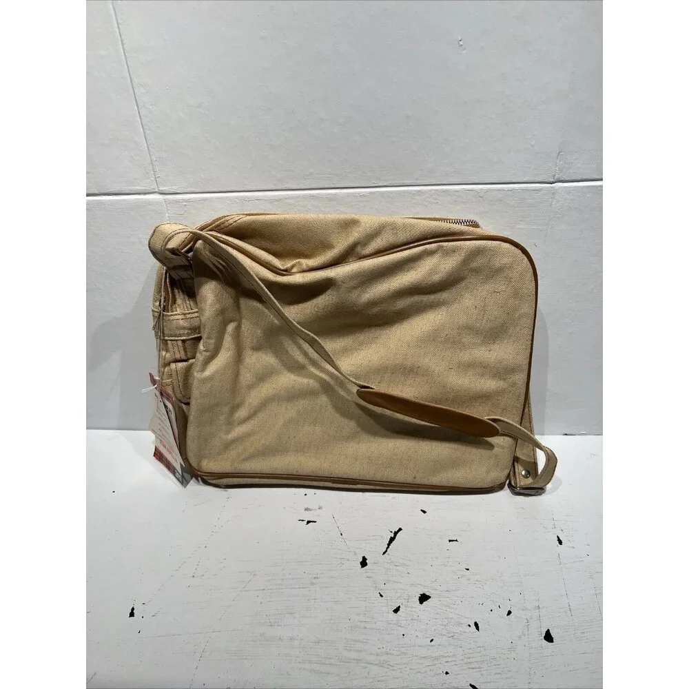 Mr Roberts RARE‎ Vtg Beige  Carry On Travel Bag w/ Green Red “Status Stripe”